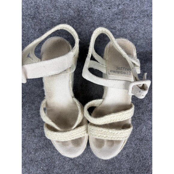 Jeffrey Campbell Sandals Womens Size 38 EU Natural Espadrille Wedge Ankle Strap - Picture 3 of 9